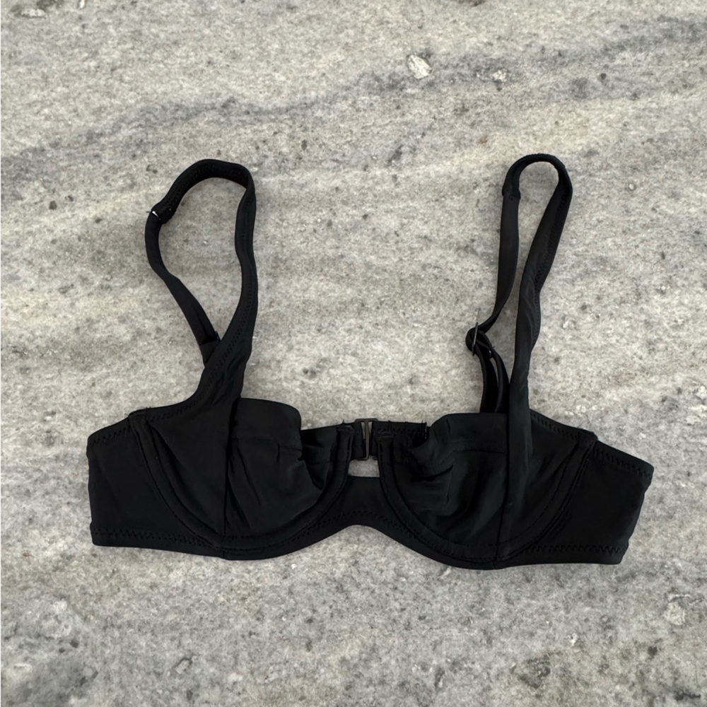 aerie Black Underwire Bikini Top with Adjustable Straps (Size 32A)